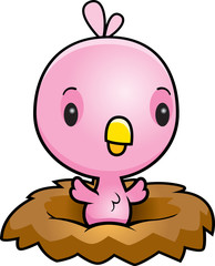 Cartoon Pink Bird Nest