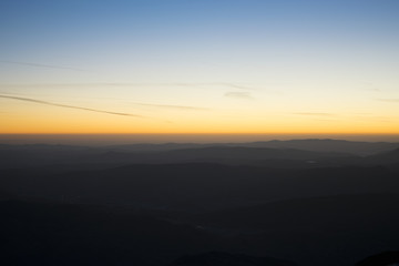 Twilight aerial shot over Wales, UK.