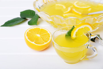 Lemon punch with fruit sweet alcohol summer drink
