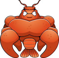 Angry Cartoon Muscular Crawfish - 132857548