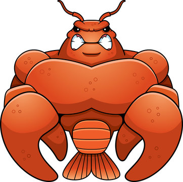 Angry Cartoon Muscular Crawfish