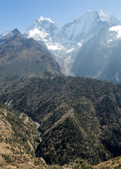 Peaks Kantega (6783 m) and Thamserku (6608 m) - Everest region, Nepal, Himalayas