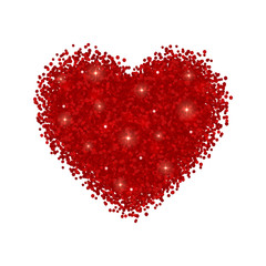 Heart red glitter. Isolated on white background. Vector