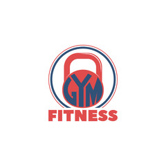 Vector illustration Gym Fitness logo or emblem isolated on white background. 