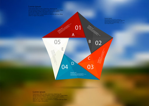 Illustration Infographic Template With Color Origami Pentagon From Five Sections