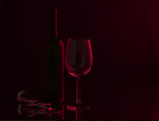 wine bottle and glass 