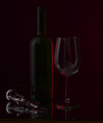 wine bottle and glass 