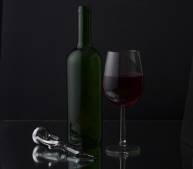 wine bottle and glass 