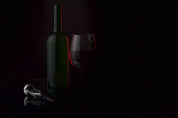 wine bottle and glass 