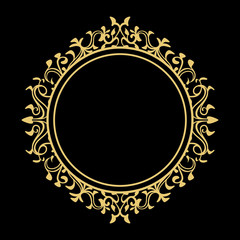 Elegant Circular Classic Decorative Floral Ornamental Vintage Swirl Frame Motif