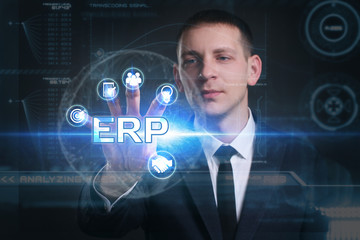 Business, Technology, Internet and network concept. Young busine