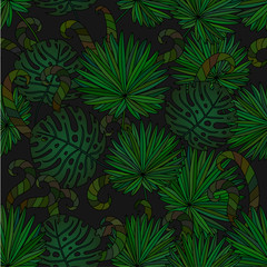 Tropical island seamless pattern.