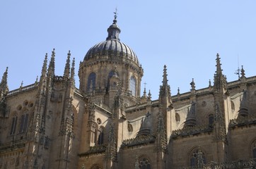 Fototapeta na wymiar Dome and upper part of the New Cathedral in Salamanca, Spain