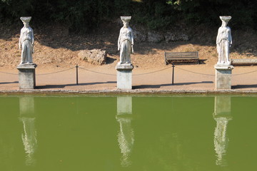 Caryatides in the Canopus of Hadrian Villa in Tivoli. Rome, Italy