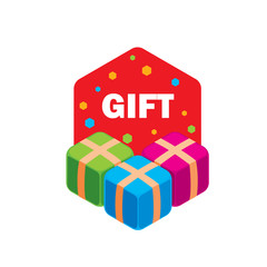 vector logo box with gifts