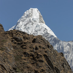 View of the Ama Dablam (6814 m) from South - Everest region, Nepal, Himalayas
