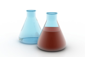 laboratory flasks containing liquid