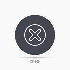 Delete icon. Decline or Remove sign. Cancel symbol. Round web button with flat icon. Vector