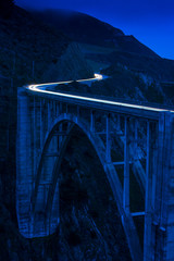 famous Bixby Creek Bridge Big Sur Pacific Coast California highway scenic drive night blue hour long exposure