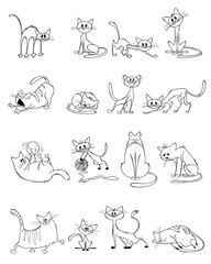 Vector illustration of a funny cats set