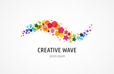 Creative, digital abstract colorful icons, elements and symbol, logo, template with letter