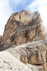 Sexten Dolomites mountain Zwölferkofel at Via Ferrata Severino Casara in South Tyrol, Italy