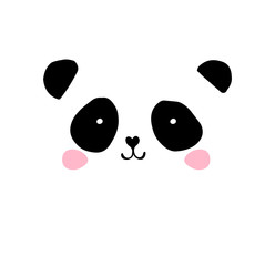Obraz premium Cute Panda bear illustrations, vector hand drawn elements, black and white icons