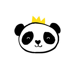 Obraz premium Cute Panda bear illustrations, vector hand drawn elements, black and white icons