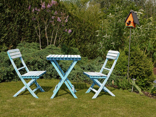 blue outdoor garden furniture