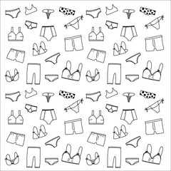 Underwear doodle drawing vector background objects