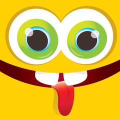 vector orange funny monster face.
