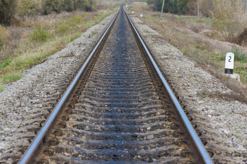 Fototapeta premium railway, sleepers level, roadway, road level