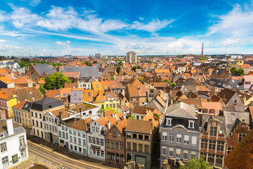 Naklejka na ściany i meble Panoramic view of Gent
