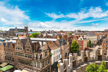 Naklejka na ściany i meble Panoramic view of Gent