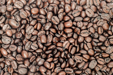 Background of old roasted coffee beans