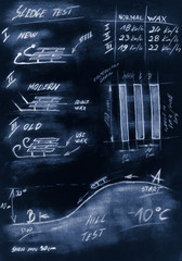 Blue handmade diagram of testing procedure sledge