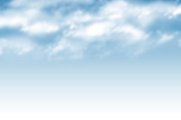 Illustration of a blue sky with clouds. Background with white haze