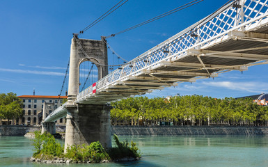 Footbridge of the College on the Rhône river, Lyon, Europe