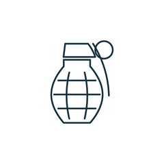 Granate isolated line icon on white background, weapon