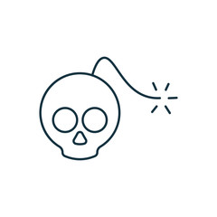 Skull bomb isolated line icon on white background