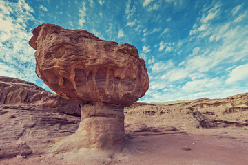 Geological formations in nature desert park of Timna, Arava valley, Israel