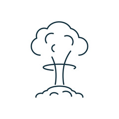Nuclear blast isolated line icon on white background