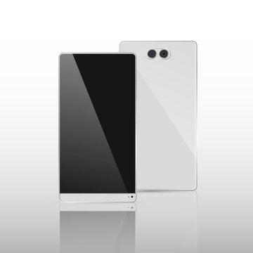 Black and White Smart Phone without frame Vector Illustration isolated on background