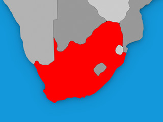 South Africa in red on globe