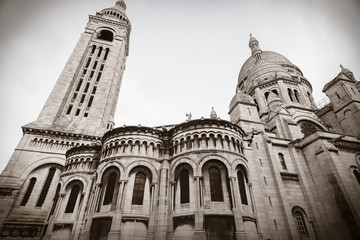 Sideview Sacre Coeur, church in Paris, France