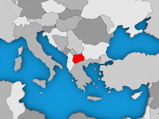 Macedonia in red on globe