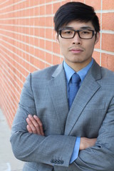 Conceited elegant businessman close up