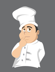 cartoon vector illustration of a chef thinking