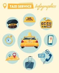 Taxi service. Cartoon vector illustration