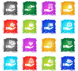 hand and money icon set